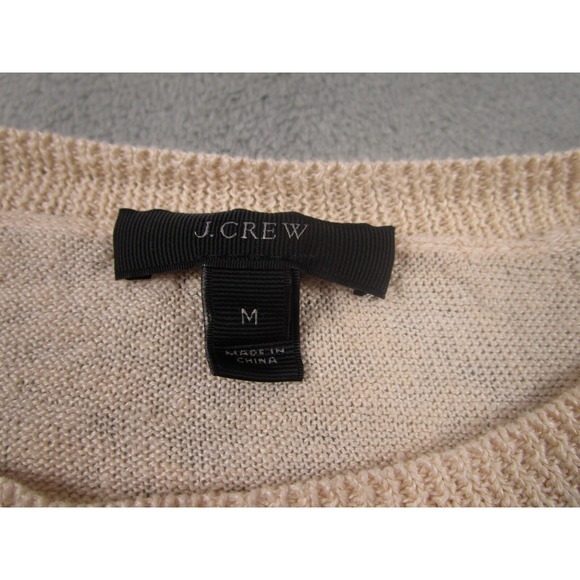 J Crew‎ Top Womens Medium Beige Knit Pullover Linen Preppy Oversized - Picture 4 of 8